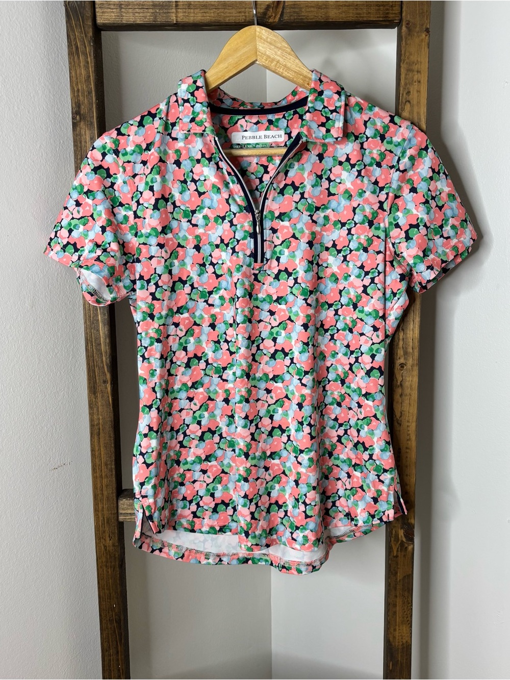 Pebble Beach Pink Floral Golf Polo Size S